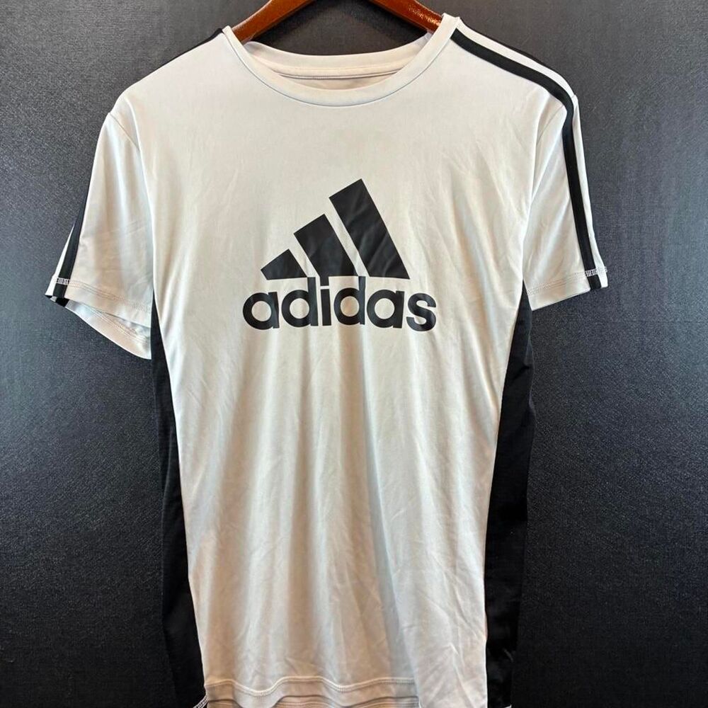 Adidas Men's White and Grey T-shirt